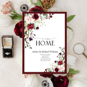 Burgundy New Home Moving Notice Address Feestdagenkaart