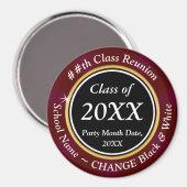 Burgundy Noir Blanc, Classe Réunion Magnet Faveurs (Recto/Verso)