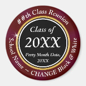 Burgundy Noir Blanc, Classe Réunion Magnet Faveurs (Devant)