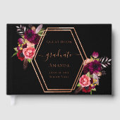 Burgundy noire rose géométrique fleurie Graduation (Recto)