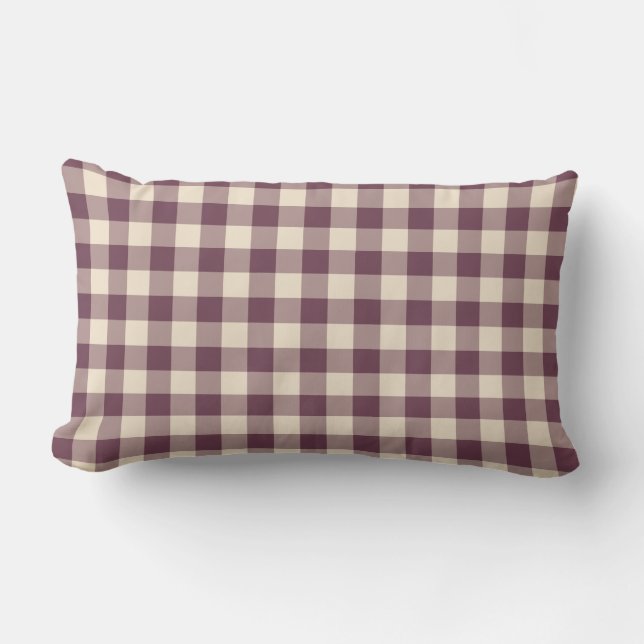 Burgundy Off-White Gingham Pattern Kussen (Voorkant)