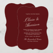 Burgundy Old Money Calligraphy Wedding Invitation (Devant / Derrière)