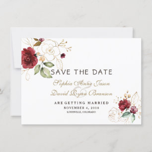 Burgundy Or Floral Mariage Save The Date