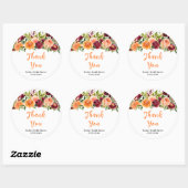 Burgundy Orange Floral Bridal Shower Thank You Ronde Sticker (Vel)