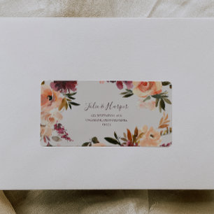 Burgundy Oranje Floral Adresetiketten van beige Etiket