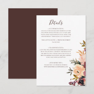 Burgundy Oranje Floral — Enclosure Card Informatiekaartje