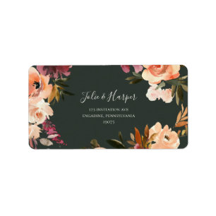 Burgundy Oranje Floral Groene RSVP-Adresetikette Etiket
