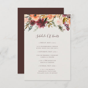 Burgundy Oranje Floral   Overzicht van evenementen Informatiekaartje
