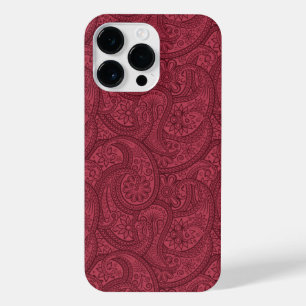 Burgundy Paisley iPhone 14 Pro Max Hoesje