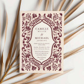 Burgundy Papel Picado Mexican Wedding Invitation