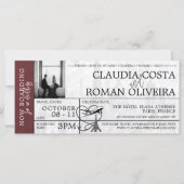 Burgundy Paris Mariage Boarding Pass Invitation (Devant)