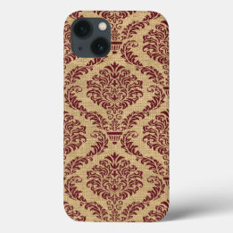 Burgundy Parisian Moods Damask iPhone 13 Hoesje