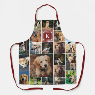 Burgundy Paw Print Monogram Foto Collage Schort