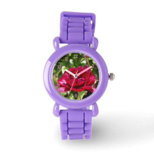 Burgundy peony horloge