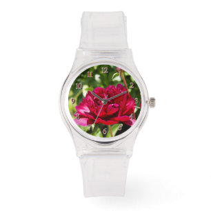 Burgundy peony horloge