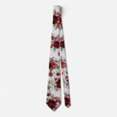 Burgundy Peony Silver Greenery Light Gray Weddensc Stropdas (Voorkant)