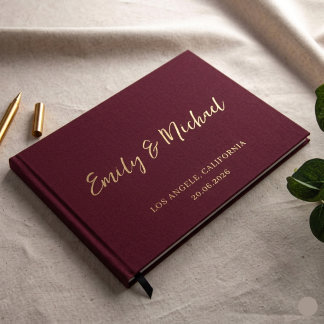 Burgundy Personalized Elegant Wedding Guest Book Gastenboek