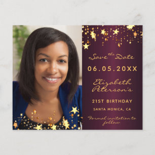 Burgundy photo Anniversaire Enregistrer la carte D
