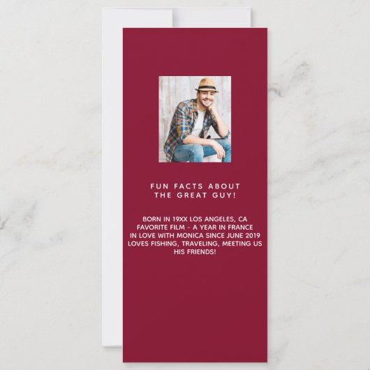 Burgundy photo fun faits carte de menu d'anniversa (Dos)