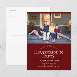Burgundy Photo Housewarming Invitation Briefkaart