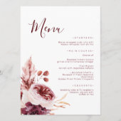 Burgundy & Pink Automne Menu Mariage d'automne (Devant)