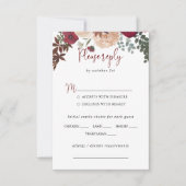 Burgundy Pink Blush Floral Mariage Menu Choix (Devant)