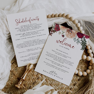 Burgundy Pink Blush Floral Weddenschap Welkomstbri
