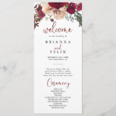 Burgundy Pink Blush Floral Wedding Programma (Voorkant)