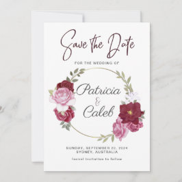 Burgundy Pink Blush Red Roses Lijst Save the Date