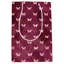 Burgundy Pink Butterflies Medium Cadeauzakje