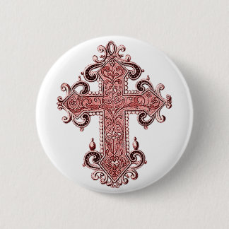 Burgundy Pink Cross Art Ronde Button! Button 5,7 Cm