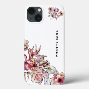 Burgundy Pink Floral Bouquet Elegant Girly iPhone 13 Hoesje