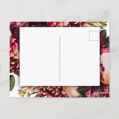 Burgundy Pink Floral Script Weduwschap RSVP Briefkaart (Achterkant)