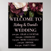 Burgundy & Pink Floral Wedding - Welkom Poster (Voorkant)