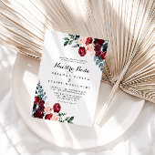 Burgundy Pink Navy Floral Nuestra Boda Wedding Kaart