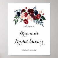 Burgundy Pink Navy Floral Vrijgezellenfeest Welkom