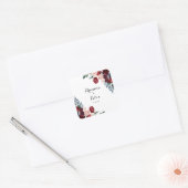 Burgundy Pink Navy Floral Wedding Envelope Seals Vierkante Sticker (Envelop)