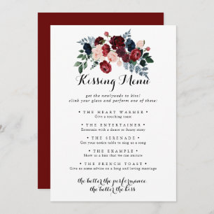 Burgundy Pink Navy Weddenrenmenu Spaarkaart