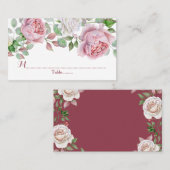 Burgundy Pink Pays Rose Mariage Cartes de Place (Devant / Derrière)