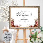 Burgundy Pink Peach Floral Toute Affiche de bienve