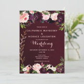 Burgundy Pink Pedigree Weddenschap Kaart (Staand voorkant)