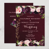 Burgundy Pink Pedigree Weddenschap Kaart (Voorkant / Achterkant)