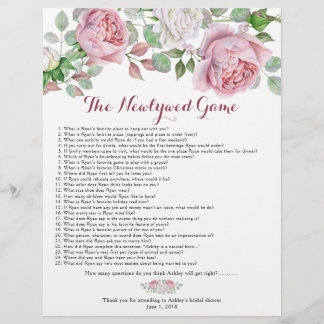 Burgundy Pink Rose Floral Vrijgezellenfeest Games Flyer