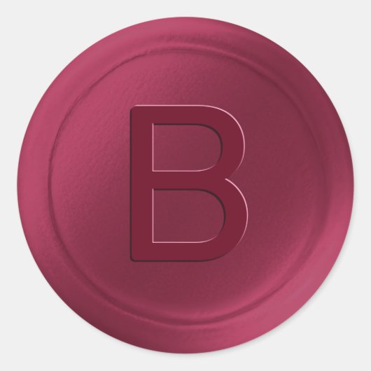Burgundy Pink Single Letter Wax Seal Look Sticker (Devant)