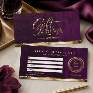 Burgundy Plum Gouden Elegante Luxe Cadeaubon