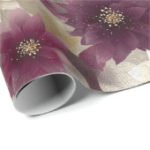 Burgundy Poinsettia Christmas Pattern (1) Cadeaupapier (Rol Hoek)