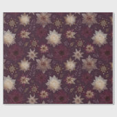 Burgundy Poinsettia Christmas Pattern (2) Cadeaupapier (Vlak)