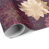 Burgundy Poinsettia Christmas Pattern (3) Cadeaupapier (Rol Hoek)