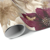 Burgundy Poinsettia Christmas Pattern (5) Cadeaupapier (Rol Hoek)