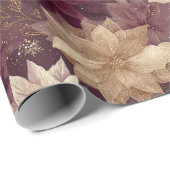 Burgundy Poinsettia Christmas Pattern (6) Cadeaupapier (Rol Hoek)
